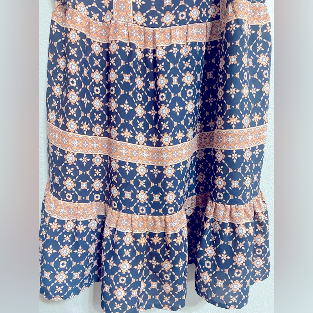 Altar’d State size Large Navy blue boho print empire waist dress - Picture 7 of 8